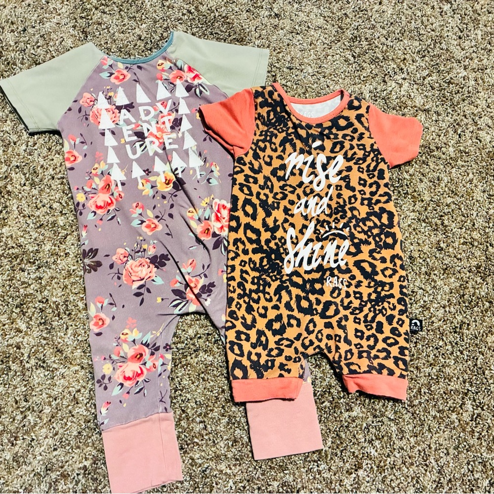 Floral and Leopard Print Baby Rompers